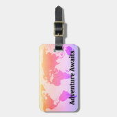 Wereldkaart Adventure wacht op Script Gift Favorie Bagagelabel (Voorkant verticaal)