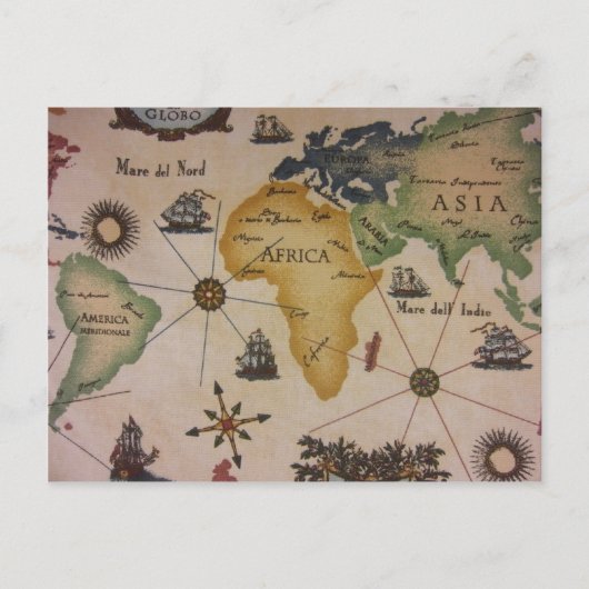 Wereldkaart - Afrika Briefkaart (Voorkant)
