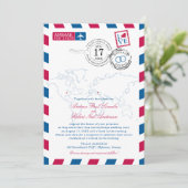 Wereldkaart Airmail Missouri USA & Greece Wedding Kaart (Staand voorkant)