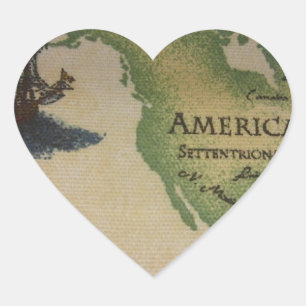 Wereldkaart - Amerika Hart Sticker