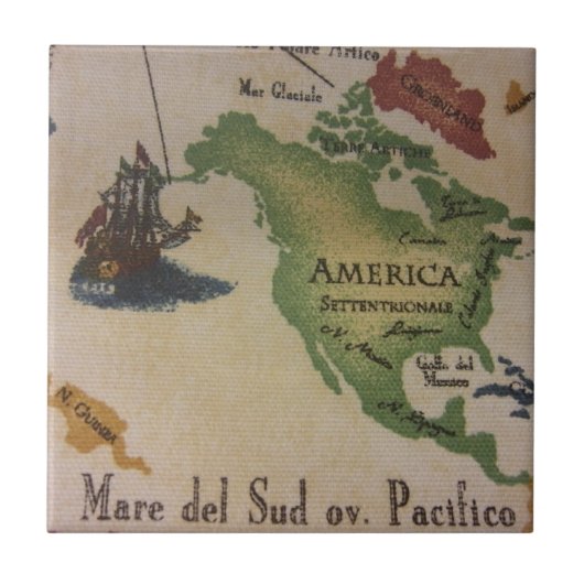 Wereldkaart - Amerika Tegeltje (Voorkant)
