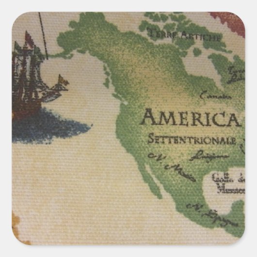 Wereldkaart - Amerika Vierkante Sticker (Voorkant)