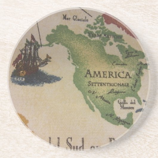 Wereldkaart - Amerika Zandsteen Onderzetter (Voorkant)