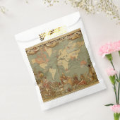 Wereldkaart Antiek 1886 geïllustreerd Bedankzakje (Gezegeld)