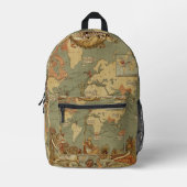 Wereldkaart Antiek 1886 geïllustreerd Bedrukte Rugzak (Voorkant)