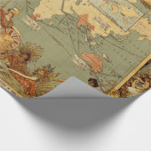 Wereldkaart Antiek 1886 geïllustreerd Cadeaupapier (Hoek)