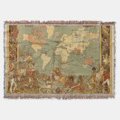 Wereldkaart Antiek 1886 geïllustreerd Deken (Voorkant)
