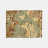 Wereldkaart Antiek 1886 geïllustreerd Fleece Deken (Voorkant (Horizontaal))