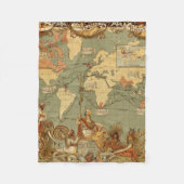 Wereldkaart Antiek 1886 geïllustreerd Fleece Deken (Voorkant)