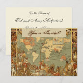 Wereldkaart Antiek 1886 geïllustreerd Kaart (Voorkant / Achterkant)