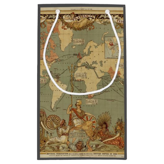 Wereldkaart Antiek 1886 geïllustreerd Klein Cadeauzakje (Achterkant)