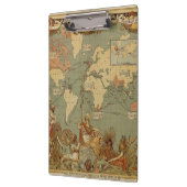 Wereldkaart Antiek 1886 geïllustreerd Klembord (Links)