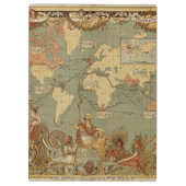 Wereldkaart Antiek 1886 geïllustreerd Klembord (Achterkant)