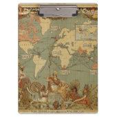 Wereldkaart Antiek 1886 geïllustreerd Klembord (Voorkant)