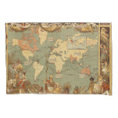 Wereldkaart Antiek 1886 geïllustreerd Kussensloop (Voorkant)