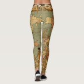 Wereldkaart Antiek 1886 geïllustreerd Leggings (Achterkant)
