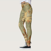Wereldkaart Antiek 1886 geïllustreerd Leggings (Links)