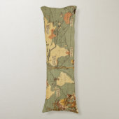 Wereldkaart Antiek 1886 geïllustreerd Lichaamskussen (Voorkant Verticaal)