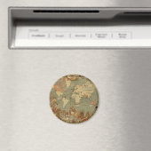 Wereldkaart Antiek 1886 geïllustreerd Magneet (Insitu (Vaatwasser))