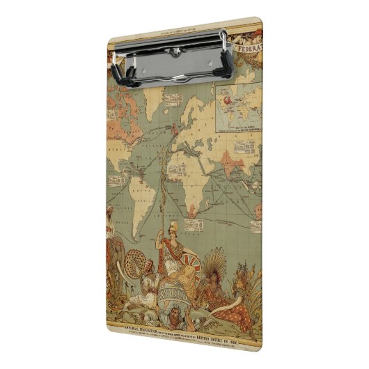 Wereldkaart Antiek 1886 geïllustreerd Mini Klembord (Angled2)