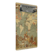Wereldkaart Antiek 1886 geïllustreerd Mini Klembord (Schuin)