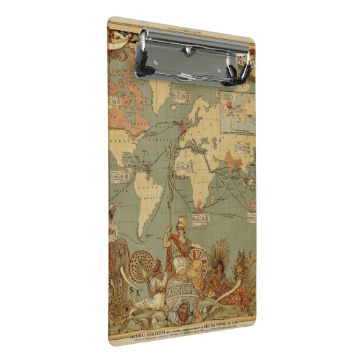 Wereldkaart Antiek 1886 geïllustreerd Mini Klembord (Schuin)