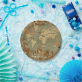 Wereldkaart Antiek 1886 geïllustreerd Papieren Bordje (Feest)