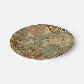 Wereldkaart Antiek 1886 geïllustreerd Papieren Bordje (Gekanteld)