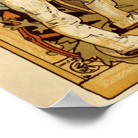 Wereldkaart Antiek 1886 geïllustreerd Poster (Hoek)