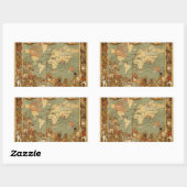 Wereldkaart Antiek 1886 geïllustreerd Rechthoekige Sticker (Vel)