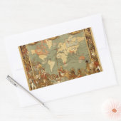 Wereldkaart Antiek 1886 geïllustreerd Rechthoekige Sticker (Envelop)