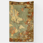 Wereldkaart Antiek 1886 geïllustreerd Spandoek (Verticaal)