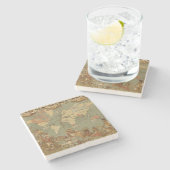 Wereldkaart Antiek 1886 geïllustreerd Stenen Onderzetter (Zijkant)