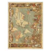 Wereldkaart Antiek 1886 geïllustreerd Tafelkleed (Voorkant)