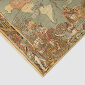 Wereldkaart Antiek 1886 geïllustreerd Tissuepapier (Detail)
