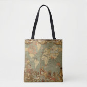 Wereldkaart Antiek 1886 geïllustreerd Tote Bag (Voorkant)