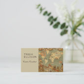 Wereldkaart Antiek 1886 geïllustreerd Visitekaartje (Staand voorkant)