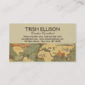 Wereldkaart Antiek 1886 geïllustreerd Visitekaartje (Achterkant)