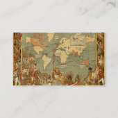 Wereldkaart Antiek 1886 geïllustreerd Visitekaartje (Achterkant)