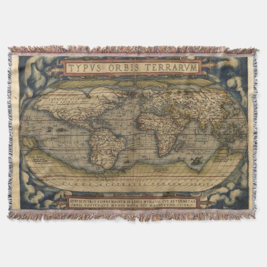  Wereldkaart Antiek Atlas Deken (Voorkant)