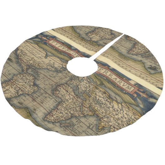 Wereldkaart Antiek Atlas Kerstboom Rok (Gekanteld)