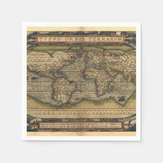 Wereldkaart Antiek Atlas Servetten (Voorkant)