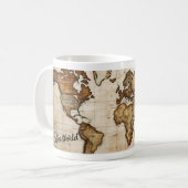 Wereldkaart Antiek Koffie Mok (Voorkant links)