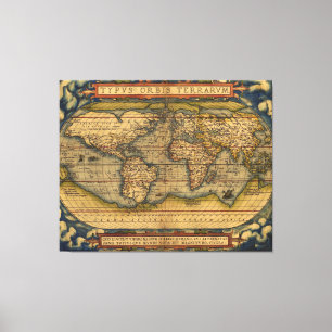 Wereldkaart Antiek Ortelius Europe Travel Canvas Afdruk