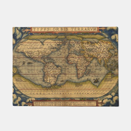 Wereldkaart Antiek Ortelius Europe Travel Deurmat (Voorkant)