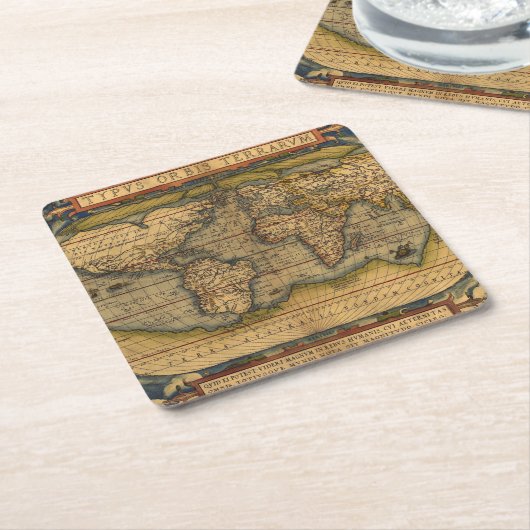 Wereldkaart Antiek Ortelius Europe Travel Kartonnen Onderzetters (Schuin)