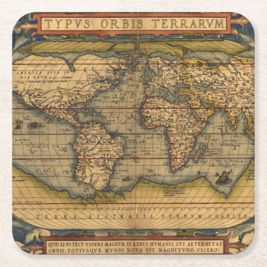 Wereldkaart Antiek Ortelius Europe Travel Kartonnen Onderzetters (Voorkant)