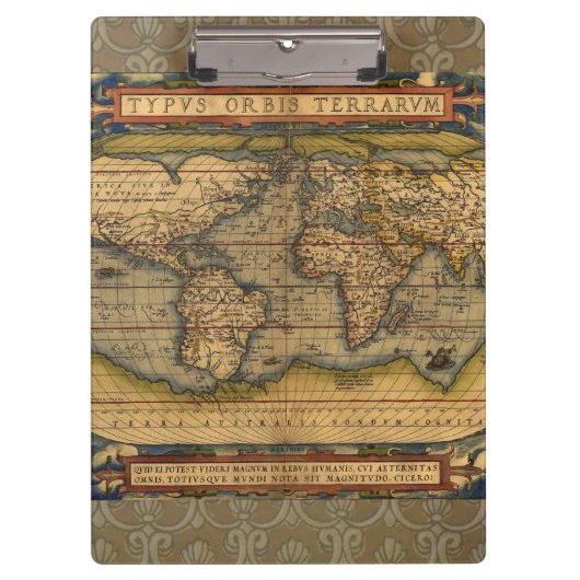 Wereldkaart Antiek Ortelius Europe Travel Klembord (Voorkant)