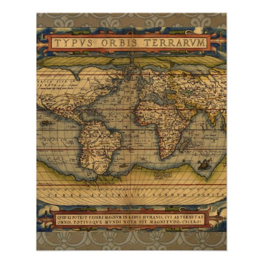Wereldkaart Antiek Ortelius Europe Travel Perfect Poster (Voorkant)