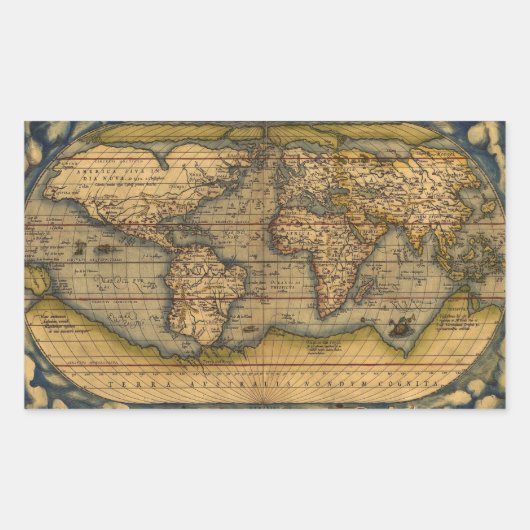 Wereldkaart Antiek Ortelius Europe Travel Rechthoekige Sticker (Voorkant)